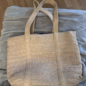 Natural Beige Woven Tote Bag - Classic Everyday Carryall